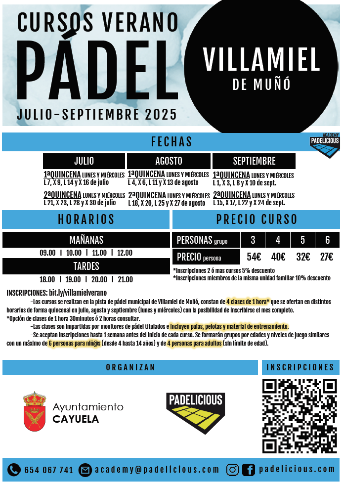 Precios pádel Villamiel